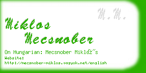 miklos mecsnober business card